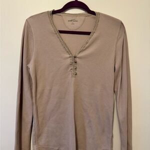 Eddie Bauer Taupe Long Sleeve Blouse